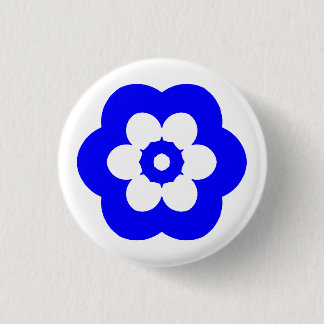 Geometric 290514 (3) - Blue on White 3 Cm Round Badge