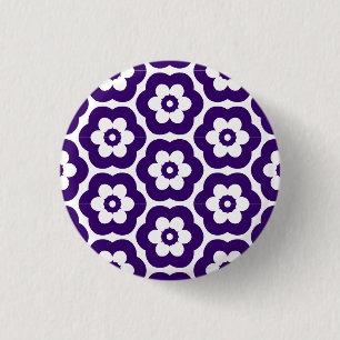 Geometric 290514 (3) - Deep Purple on White 3 Cm Round Badge
