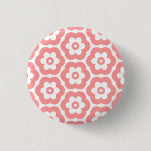 Geometric 290514 (3) - Soft Pink on White 3 Cm Round Badge