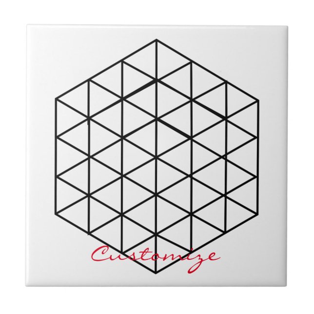 Geometric 3-D Cube Thunder_Cove Ceramic Tile (Front)