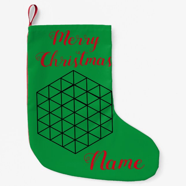 Geometric 3-D Cube Thunder_Cove Small Christmas Stocking (Front)