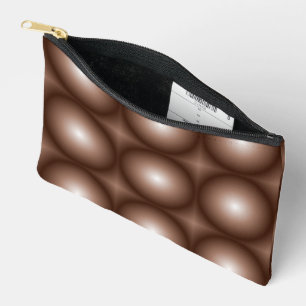 Geometric 3D Circle Dark Brown Mocha Mousse White  Accessory Pouch