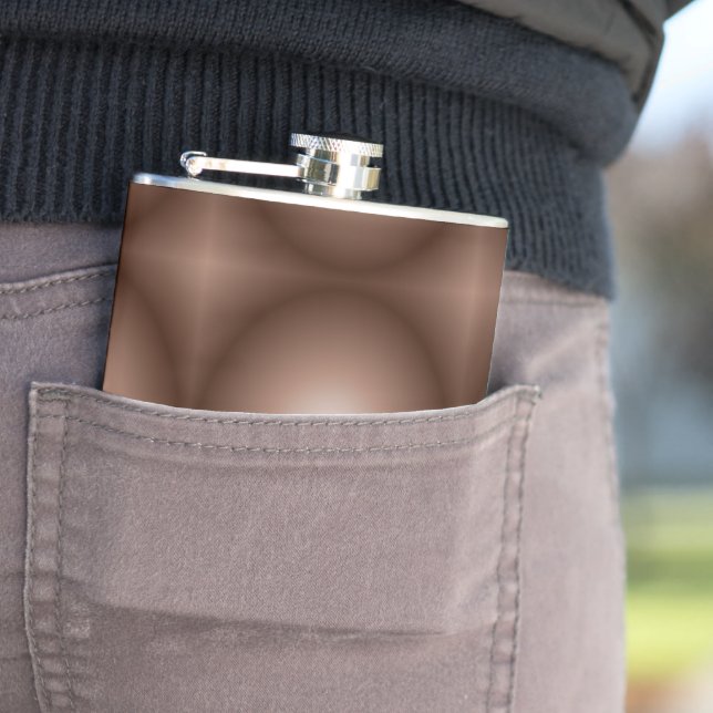 Geometric 3D Circle Dark Brown Mocha Mousse White  Hip Flask (In Situ)
