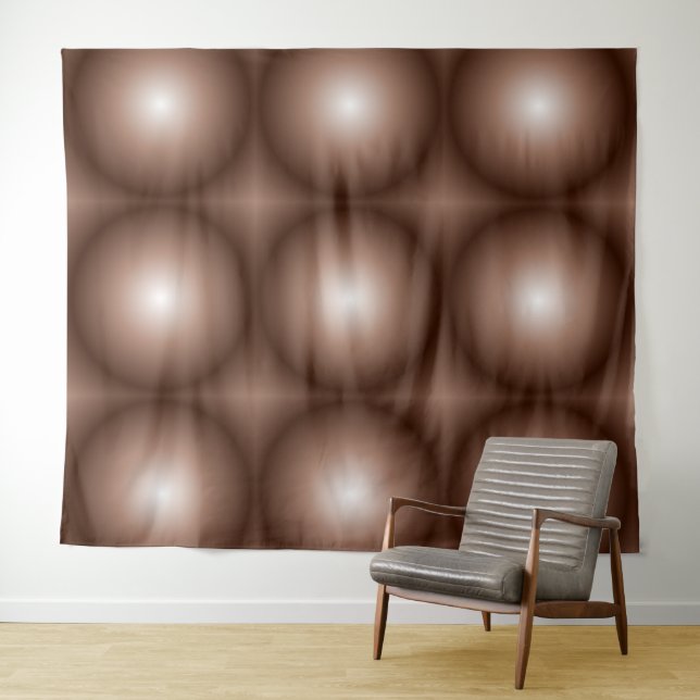 Geometric 3D Circle Dark Brown Mocha Mousse White  Tapestry (In Situ (Horizontal))