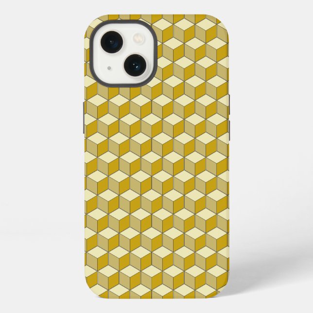 Geometric 3d Cube abstract Design Yellow  iPhone Case (Back)