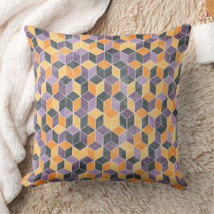 Geometric 3D Cube Seamless Pattern Cushion