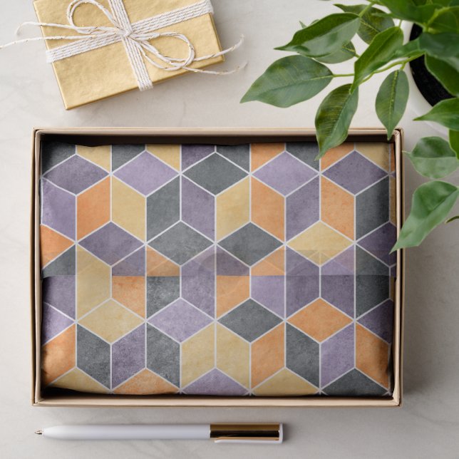 Geometric 3D Cube Seamless Pattern Tissue Paper (Gift)