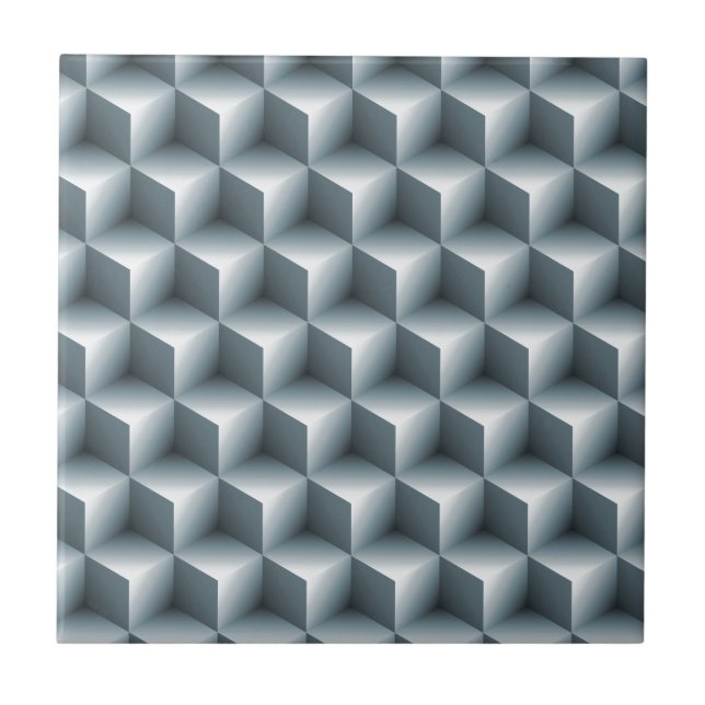 Geometric 3D Cubes Ceramic Tile (Front)