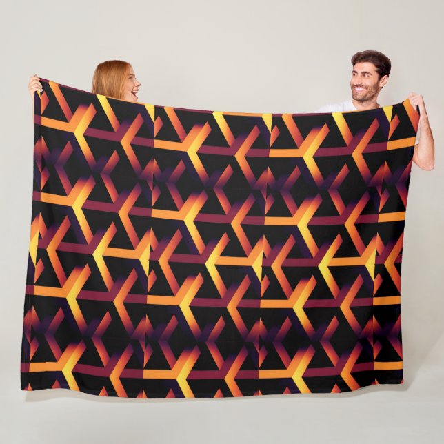 Geometric 3D Optical Illusion Pattern Fleece Blank Blanket (In Situ)