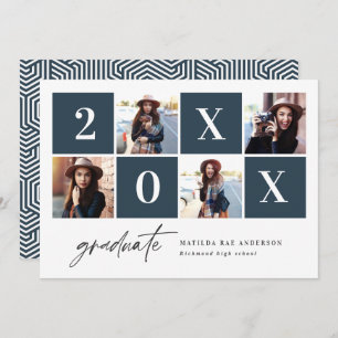 Geometric 4 photo typography graduation party  announcement