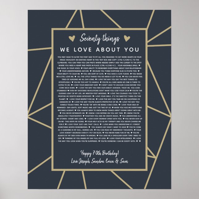 geometric 60 reasons we love you gold poster (Front)