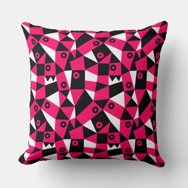 Geometric Abstract 030919 - Neon Red Cushion (Front)