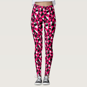 Geometric Abstract 030919 - Neon Red Leggings