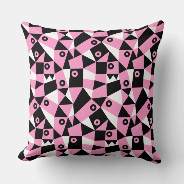 Geometric Abstract 030919 - Pink Cushion (Front)