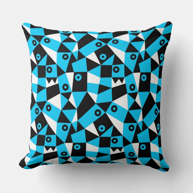 Geometric Abstract 030919 - Sky Blue Cushion (Front)