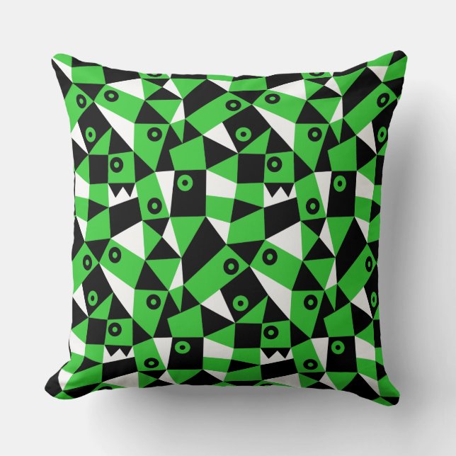 Geometric Abstract 030919 - Spring Green Cushion (Front)