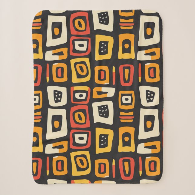Geometric Abstract African Pattern Sherpa Blanket (Front)