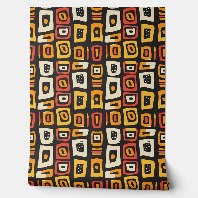 Geometric Abstract African Pattern Wallpaper (Unrolling)