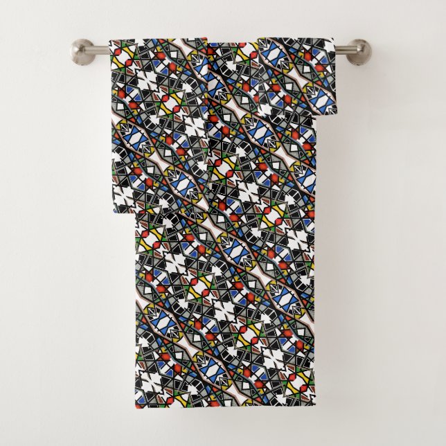 Geometric Abstract Art Blanket Bath Towel Set (Insitu)