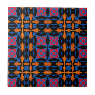 Geometric Abstract Art, Bold Shapes Vibrant Colour Ceramic Tile