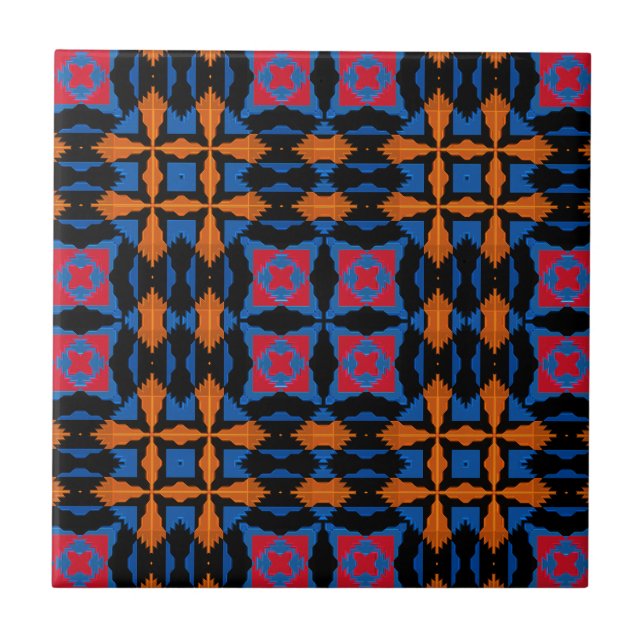 Geometric Abstract Art, Bold Shapes Vibrant Colour Ceramic Tile (Front)