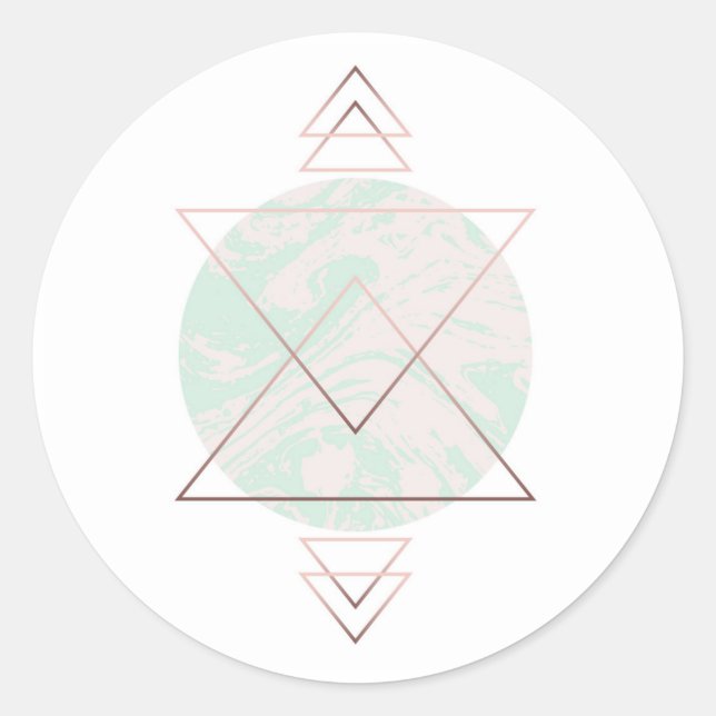 Geometric Abstract Art Design Classic Round Sticker (Front)