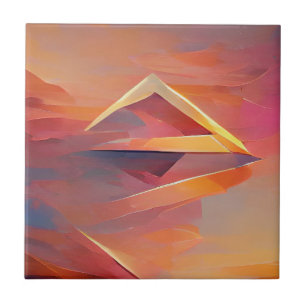 Geometric abstract art design rose golden sands ceramic tile