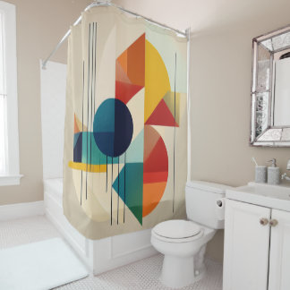 Geometric Abstract Art in Bauhaus Style Shower Curtain