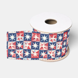 Geometric Abstract Art Patriotic Stars Freedom Grosgrain Ribbon