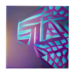 Geometric abstract art purple lavender aquamarine  ceramic tile