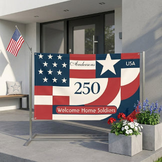 Geometric Abstract Art USA 250 Welcome Soldiers Banner