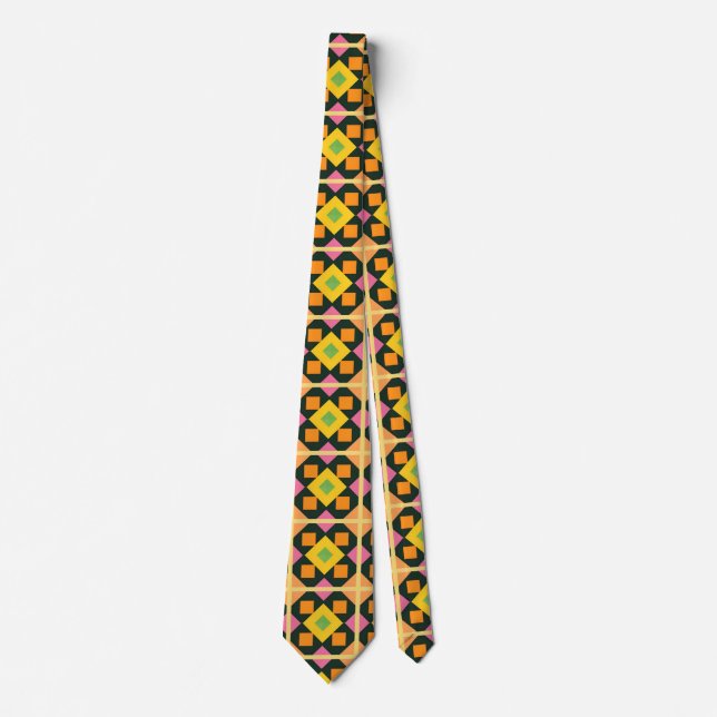 Geometric Abstract Art with Vibrant Colours Tie (Front)