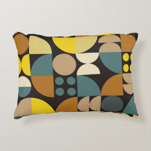 Geometric abstract artwork poster with colorful si decorative cushion