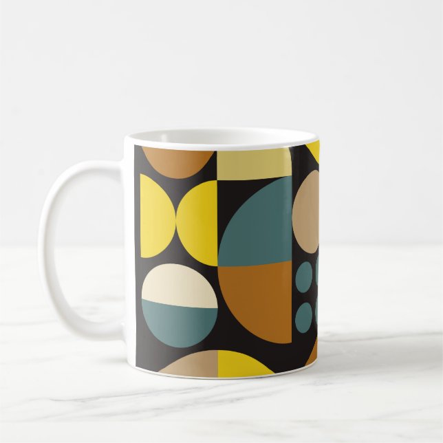 Geometric abstract artwork poster with colourful s coffee mug (Left)