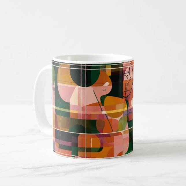 Geometric abstract artwork. retro vintage coffee mug (Front Left)
