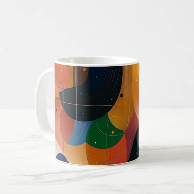 Geometric abstract artwork. retro vintage coffee mug (Front Left)