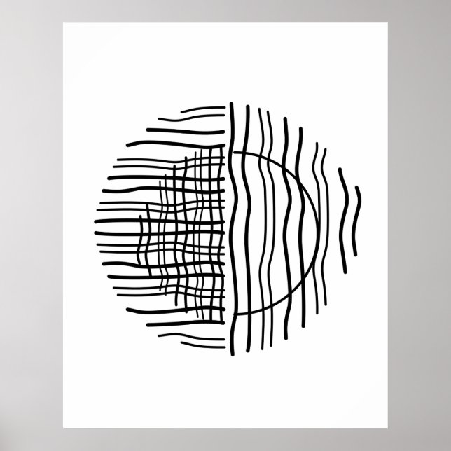 Geometric Abstract Black Mid Century Contemporary Poster (Front)