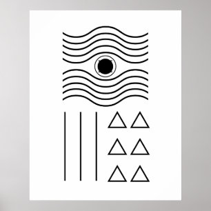 Geometric Abstract Black Mid Century Contemporary Poster