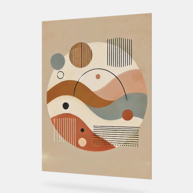 Geometric Abstract Boho Art Print Acrylic Sign (Angle)