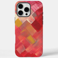 Geometric Abstract Brushstrokes Red, Pink & Gold