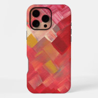 Geometric Abstract Brushstrokes Red, Pink & Gold