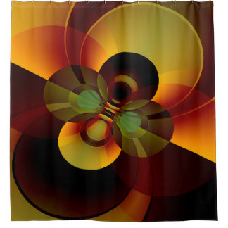 Geometric Abstract Circles Brown and Gold Shower Curtain