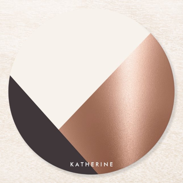 Geometric Abstract Colour Block Round Paper Coaster (Front)
