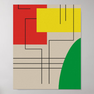 Geometric Abstract Composition with Bold Colors Poster