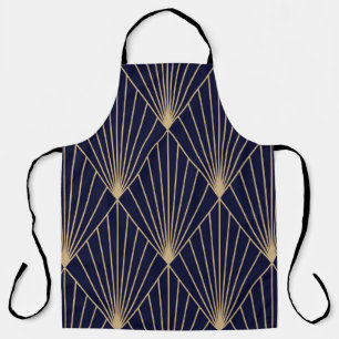 Geometric Abstract Dark Blue Gold Apron