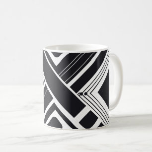 Geometric Abstract Design in Black and White Coffee Mug