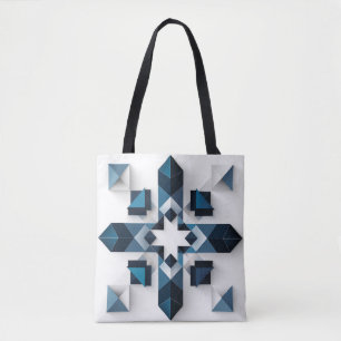 Geometric Abstract Design in Blue and White Tote Bag