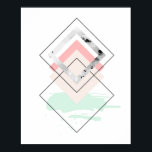 Geometric Abstract Design Poster<br><div class="desc">This design features a pink and mint green design outlined in black geometric shapes.</div>