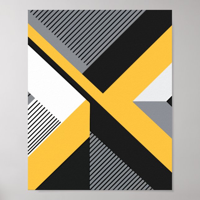Geometric Abstract Design with Yellow and Black Poster (Front)