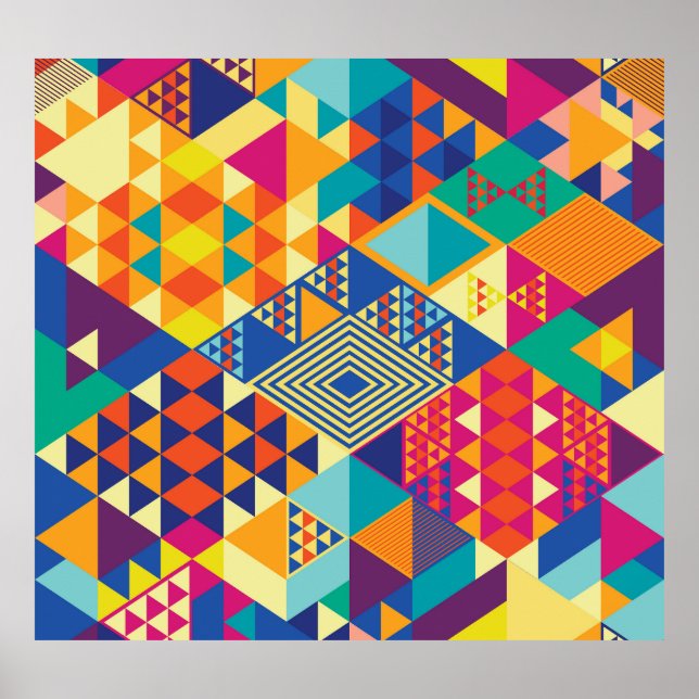 Geometric, abstract elements, vintage pattern. poster (Front)